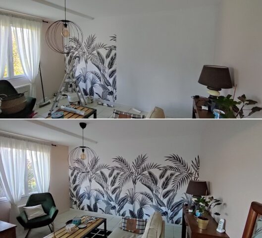 Pose d'un panoramique dans un salon.