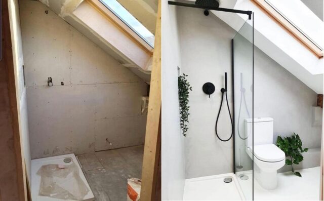 Pose d'une douche dans des combles