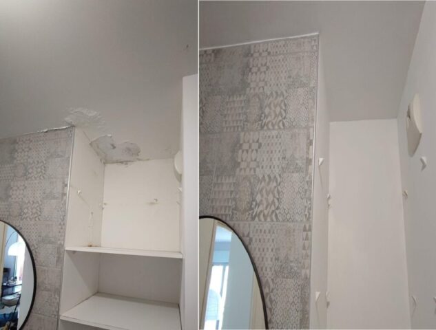 Dégâts des eaux ,dues à une fuite d'eau dans la salle de bains à l'étage.