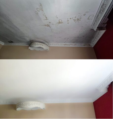 Dégâts des eaux sur un toit .