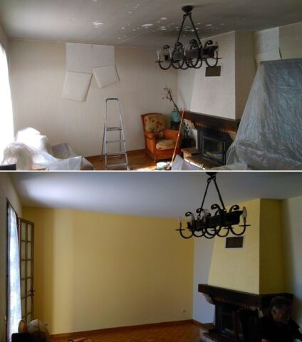 Rénovation d'un salon avec cheminée.